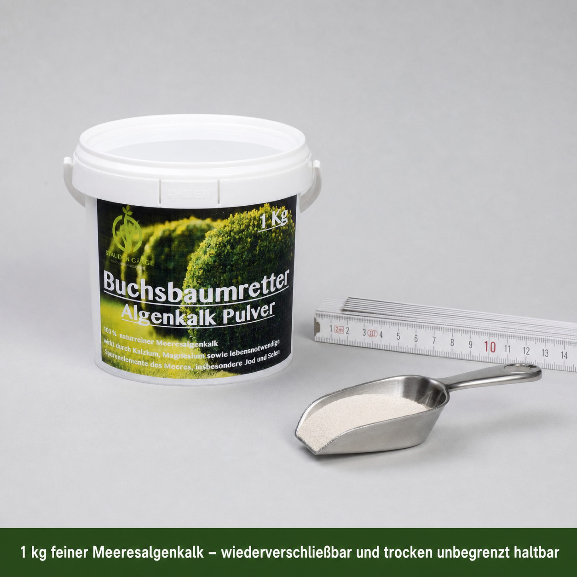 Stauden Gänge Algenkalk Pulver 1 kg – im Eimer – aus 100 % reinen Meeresalgen