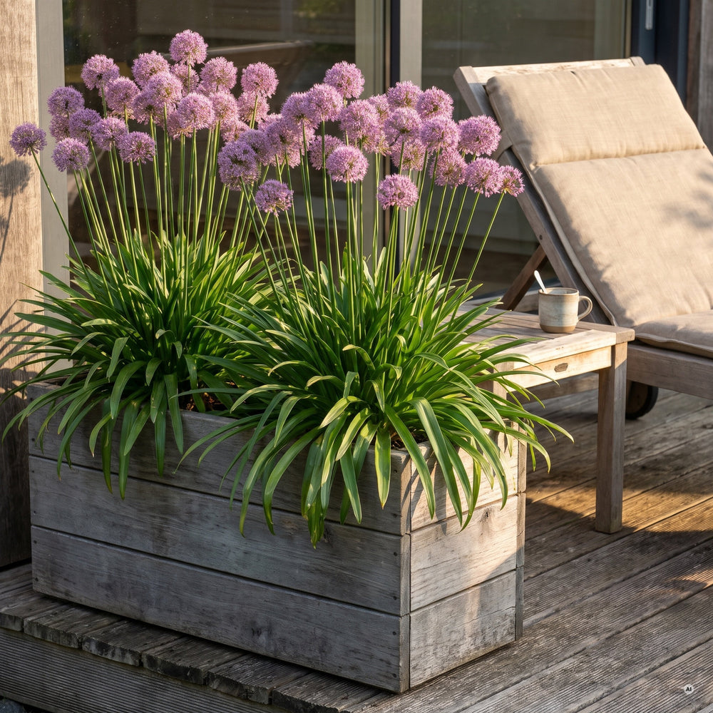 Blühender 'Summer Beauty' im Gefäß auf der Terrasse