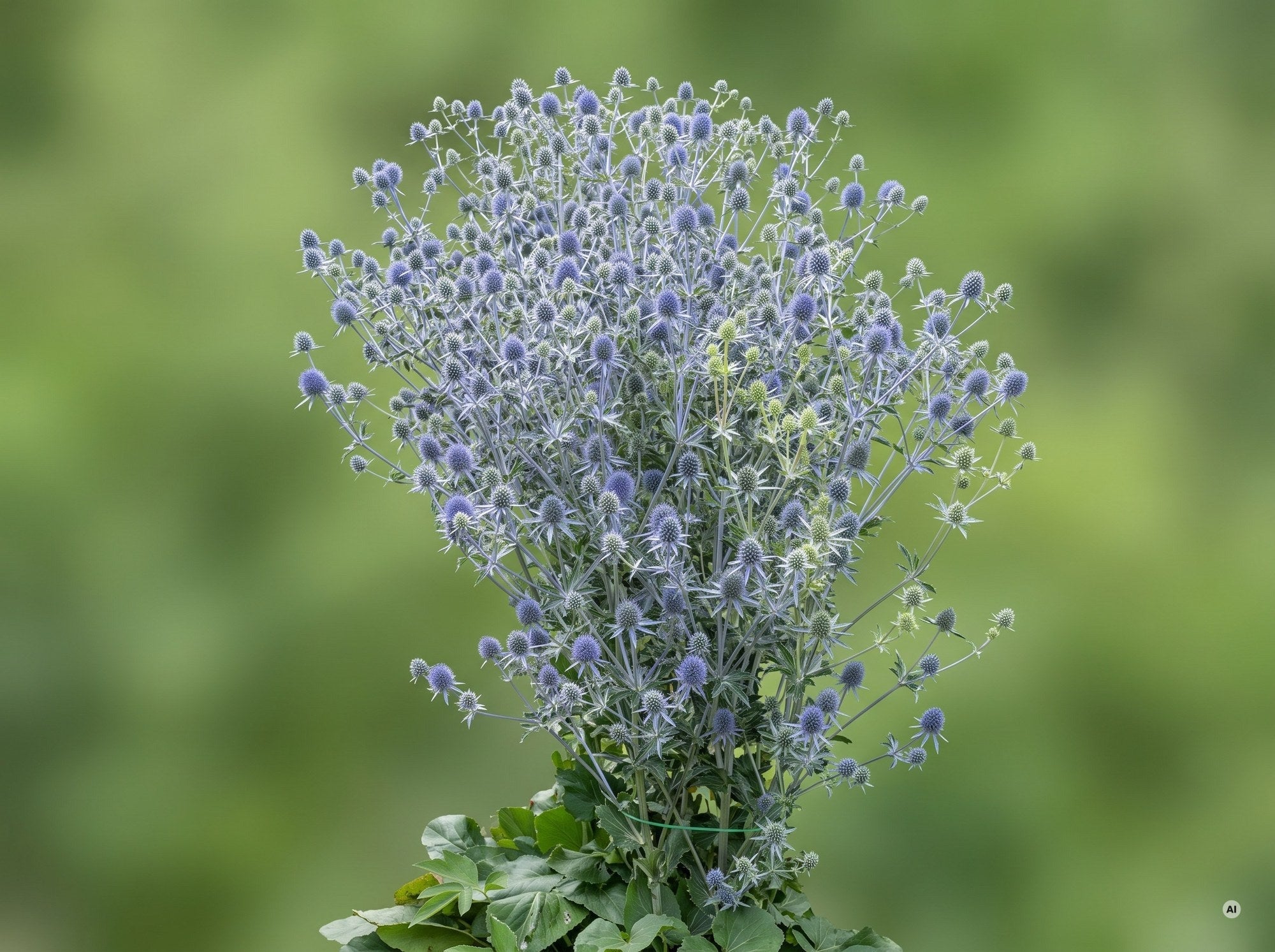 Eryngium planum in voller Höhe in der Beetmitte