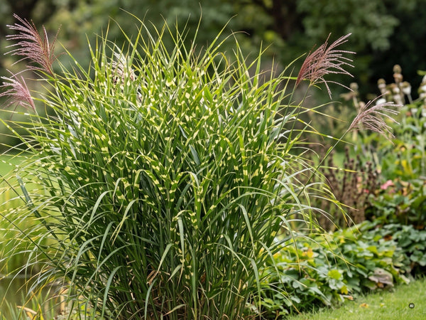 Zebragras als Solitär am Gartenteich