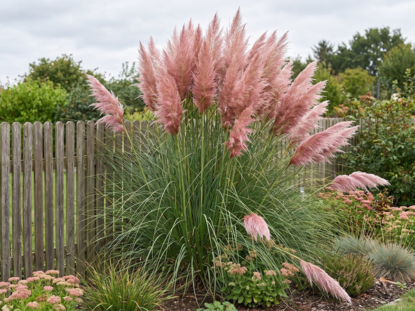 Cortaderia selloana 'Rosea' als freistehender Solitär im Rasen