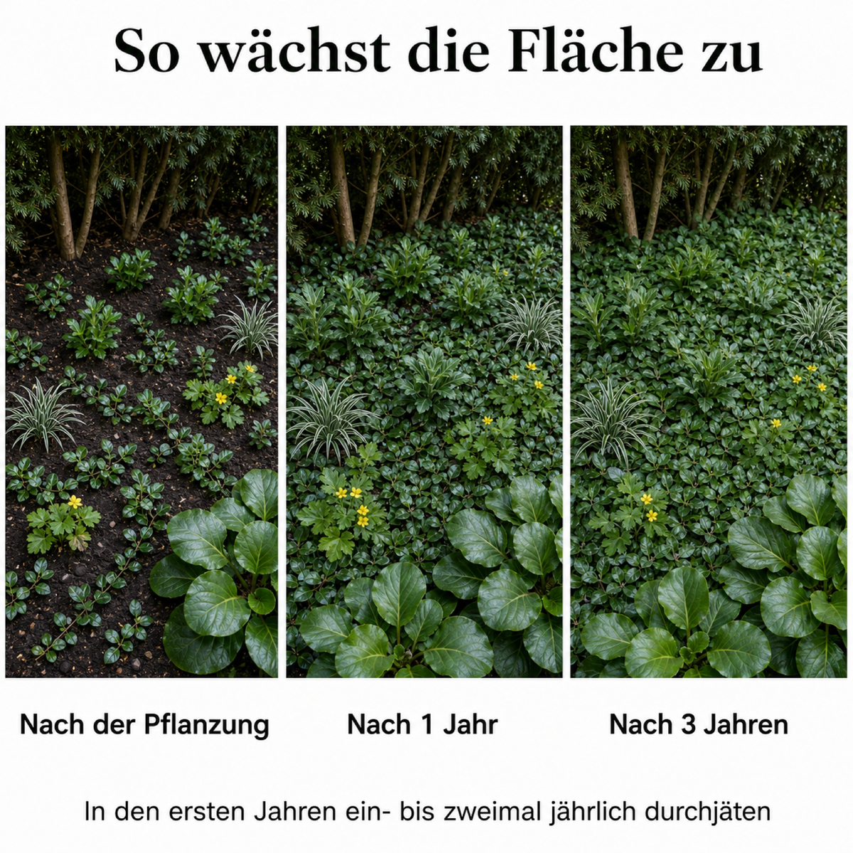 Bodendecker-Set Immergrün – 18 Stauden für Schattenflächen