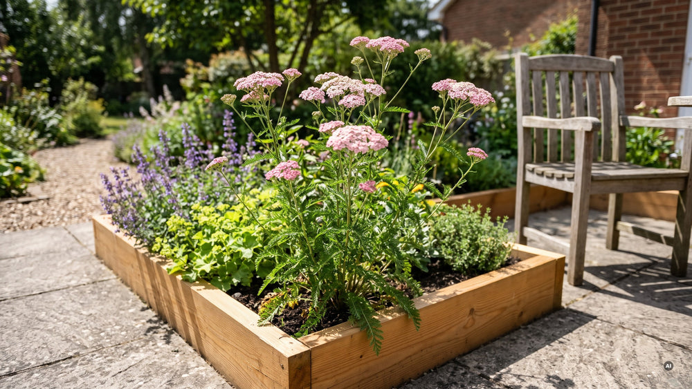'Appleblossom' in voller Sonne im Lärchen-Hochbeet auf der Terrasse