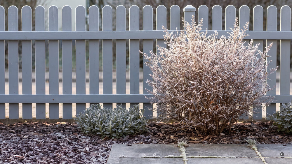 Winter: kahles, fein verzweigtes Triebgerüst mit Raureif
