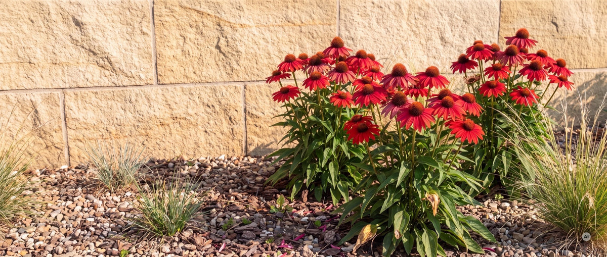 Roter Sonnenhut 'Lakota Red' in voller Blüte im sonnigen Präriebeet