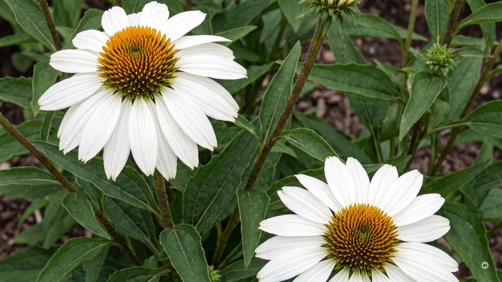 Reinweiße Blüten mit goldgelbem Kegel