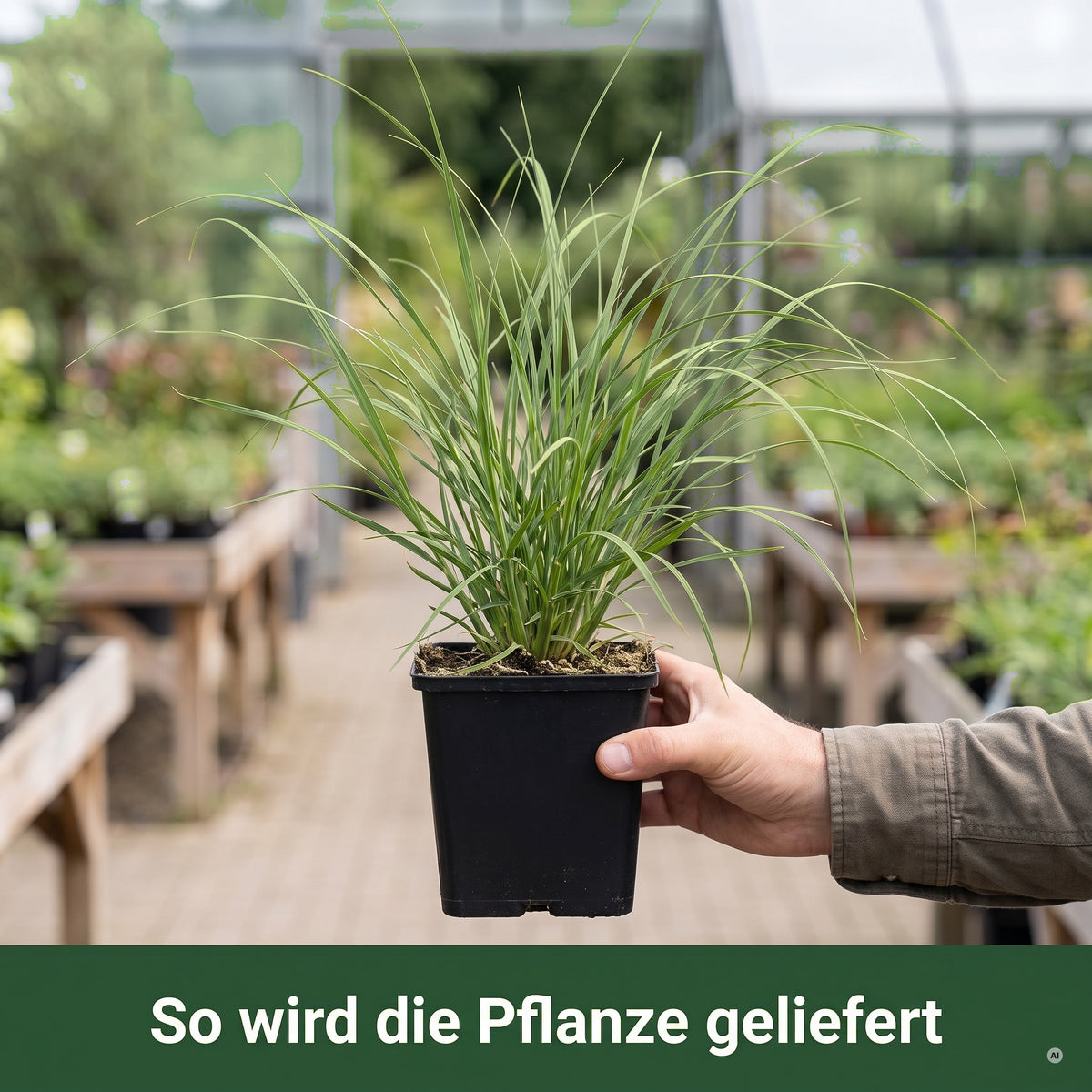 Lieferzustand: kräftige Jungpflanze von Cortaderia selloana 'Evita' im 11 × 11 cm Topf.