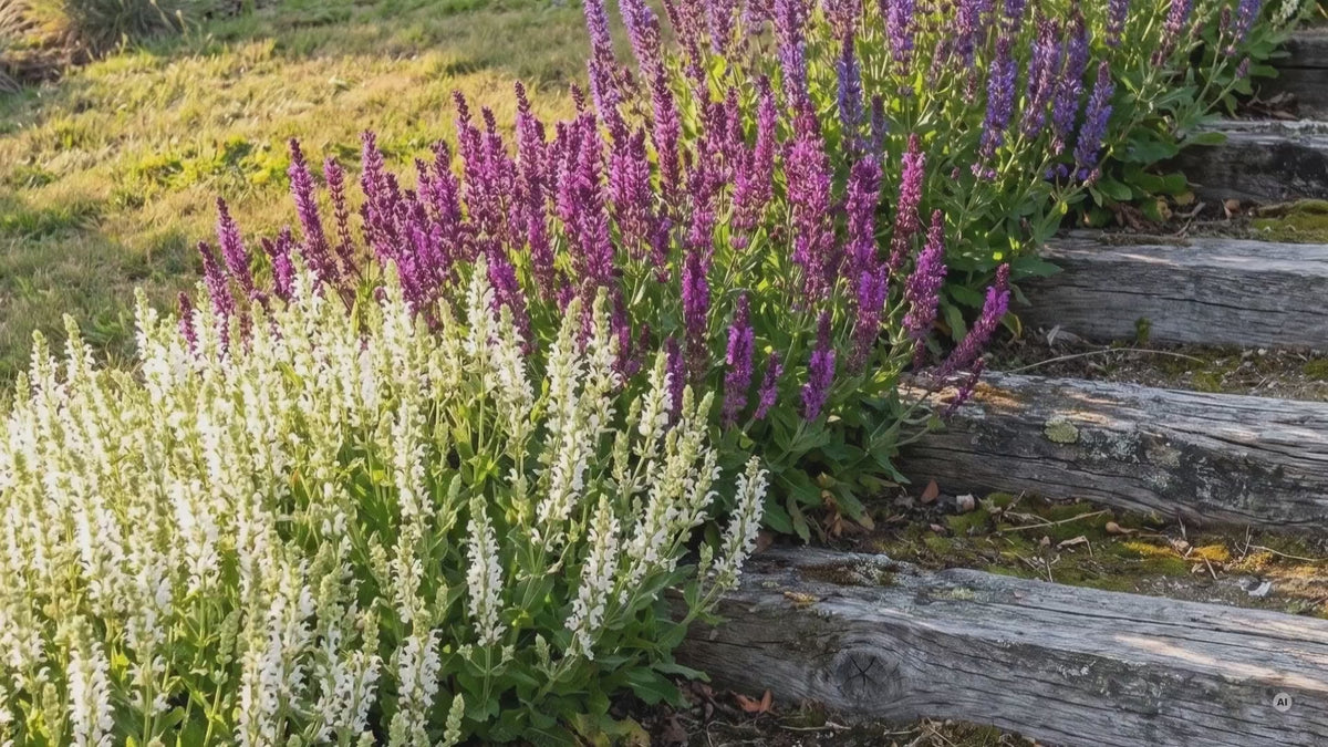 Steppensalbei im Garten: 'Mainacht', 'Ostfriesland', 'Sensation Pink' und 'Sensation White'