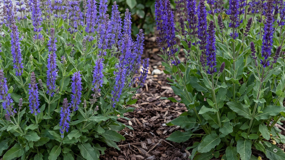 Links 'Ostfriesland' in hellerem Violettblau, rechts 'Mainacht' in dunklem Tintenviolett